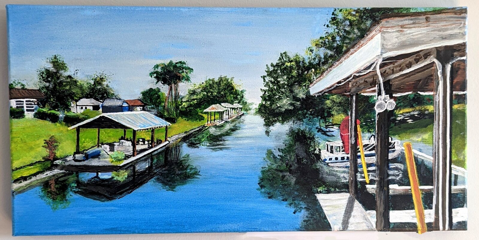 River canal with boat houses